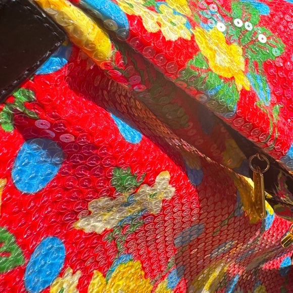 RARE Betsey Johnson clear sequined floral polka dot overnight bag - Picture 9 of 14